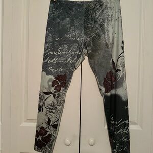 Chic Floral Letter Print Skinny Leggings